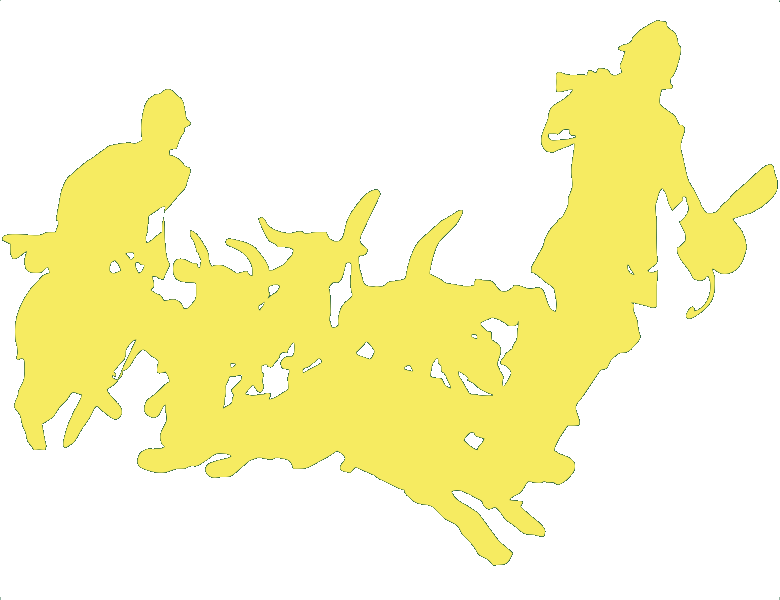 header right images of hounds and huntsman in yellow